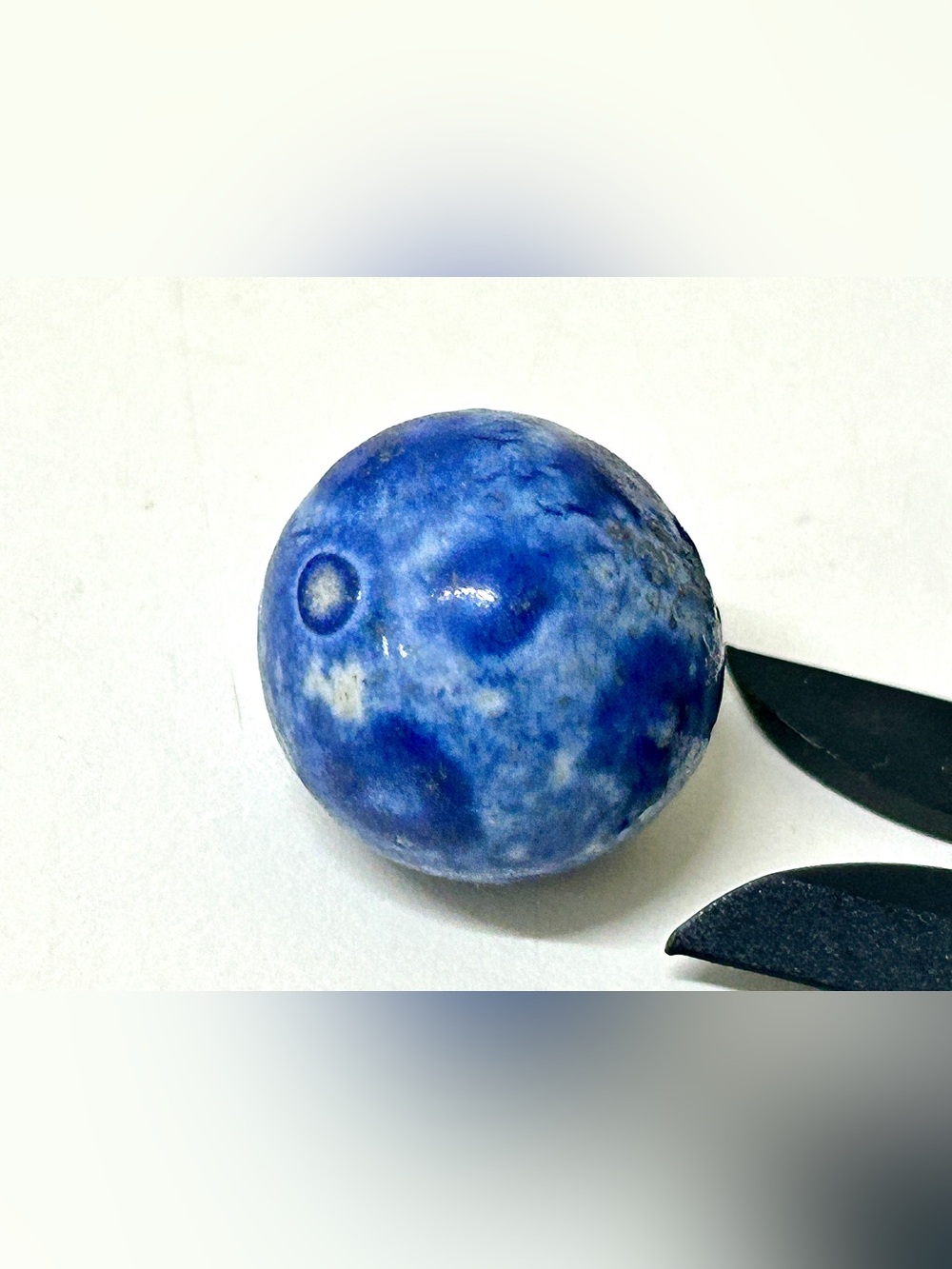 Antique Blue Hand Rolled Bennington Clay Marble